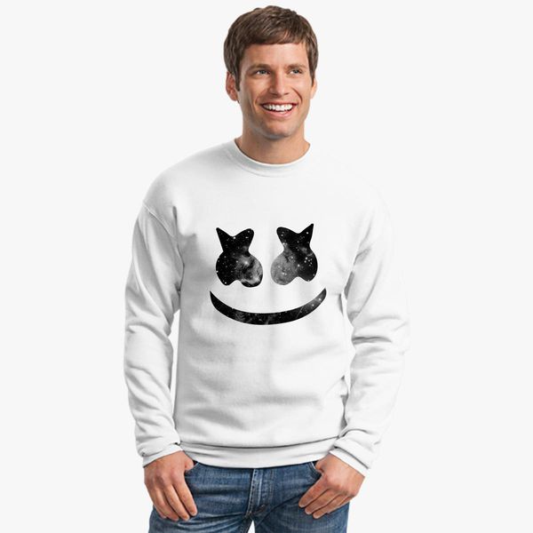 Marshmello Face Smile Crewneck Sweatshirt Hoodiego Com - marshmello roblox face
