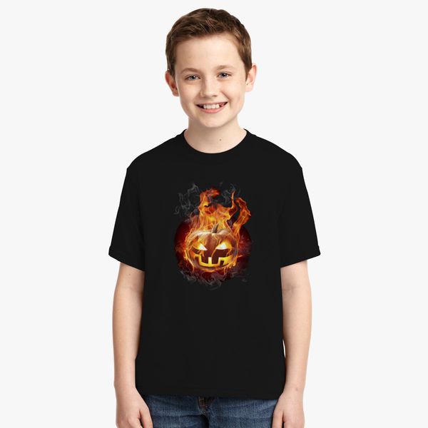 Burning Pumpkin Youth T Shirt Hoodiego Com - pumpkin kid shirt roblox