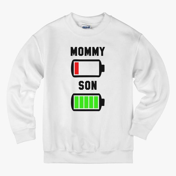 Download Low Battery Svg Mommy And Son Kids Sweatshirt Hoodiego Com